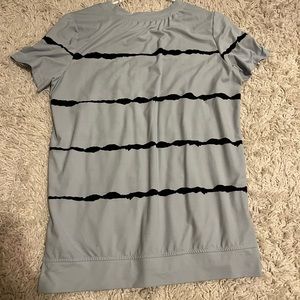 blue and black stripped shirt